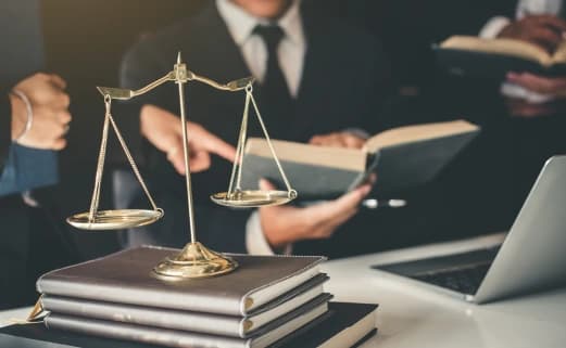Legal scales of justice on a desk